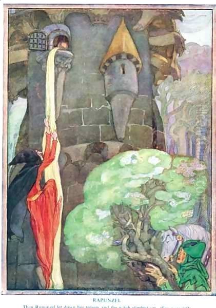 Illustration from 'Rapunzel' Oil Painting by Anne Anderson