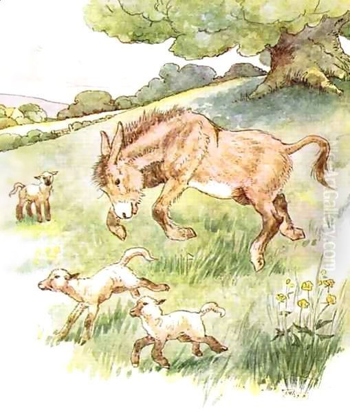 I romped all day in the sunny meadow with the silly little lambs Oil Painting by Anne Anderson