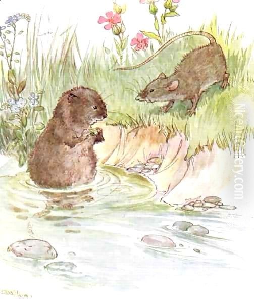 'Called on Squire Water Rat, old friend of the family', illustration from 'The Mischievious Mousie Book' Oil Painting by Anne Anderson