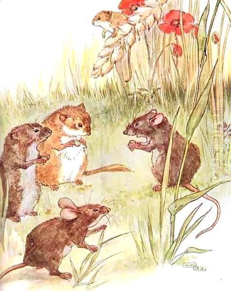 'Am staying with friends in the country', illustration from 'The Mischievious Mousie Book' Oil Painting by Anne Anderson