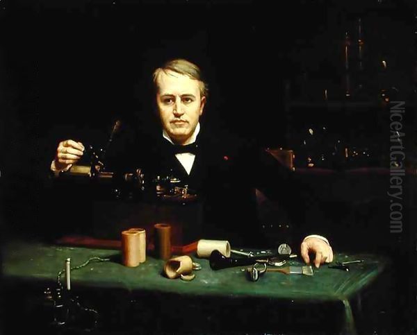 Thomas Alva Edison (1847-1931) Oil Painting by Abraham Archibald Anderson