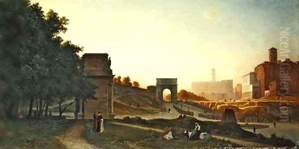 The Forum at sunset Oil Painting by Auguste-Paul-Charles Anastasi