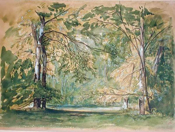 View of the Park at Chantilly Oil Painting by Auguste-Paul-Charles Anastasi