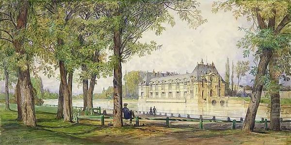 View of the Petit Chateau de Chantilly Oil Painting by Auguste-Paul-Charles Anastasi