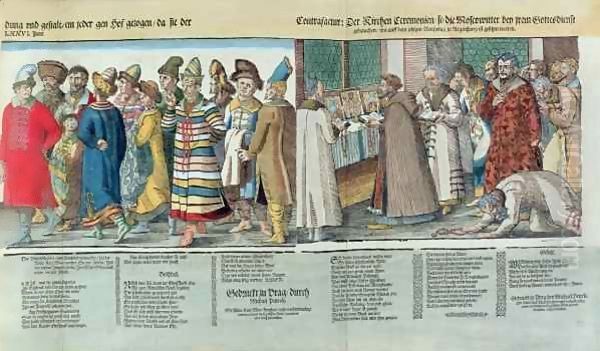 The Great Embassy of Ivan IV (1530-84) of Russia to the Holy Roman Emperor at Regensburg in 1576 Oil Painting by Jost Amman