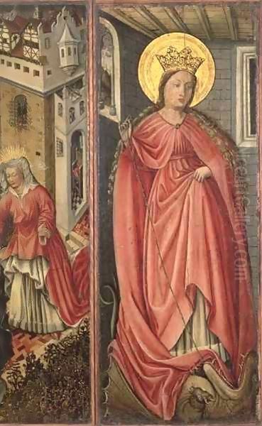 St. Margaret, right hand panel of polyptych Oil Painting by Jost Amman