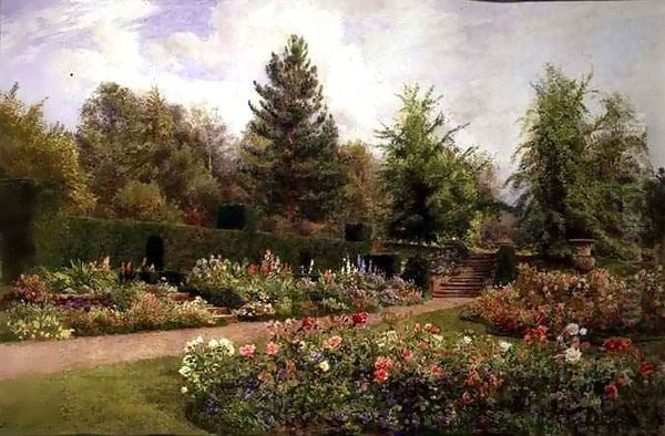 Terraces at Knightshayes Court, Lady Amory's Garden, Tiverton, Devon Oil Painting by Fritz B. Althus