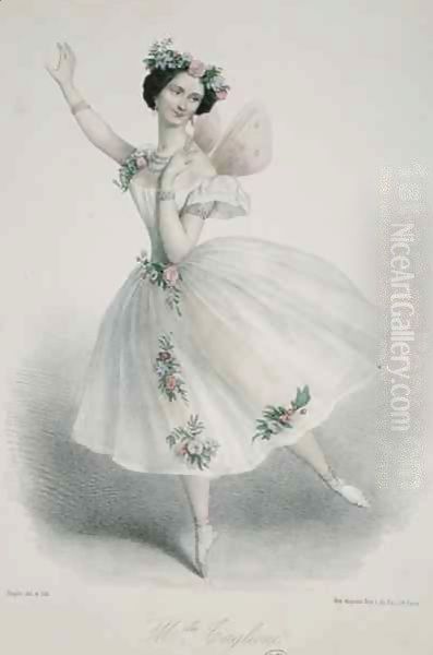 Maria Taglioni (1804-84) in 'La Sylphide, Souvenir d'Adieu' Oil Painting by Marie Alexandre Alophe