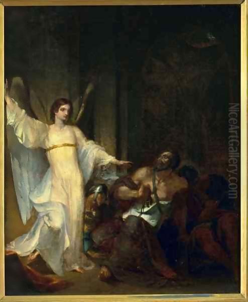 Angel Releasing St. Peter from Prison Oil Painting by Washington Allston