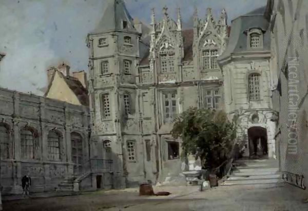 The Hotel Bourgtheroulde in the Place de la Pucelle, Rouen Oil Painting by Allote