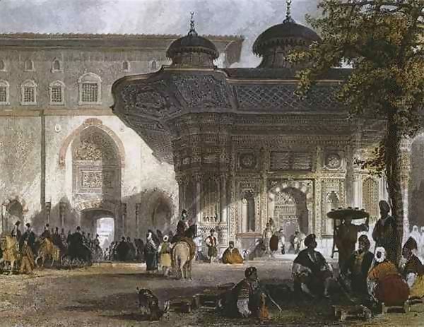 Imperial gate of Topkapi Palace and fountain of Sultan Ahmed III, Istanbul Oil Painting by Allote