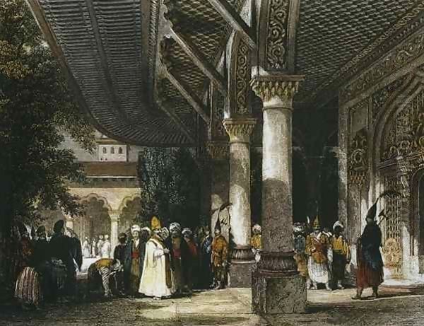 Interior of Topkapi Palace with Gate of Felicity (Bab-i-Saadet) Istanbul Oil Painting by Allote