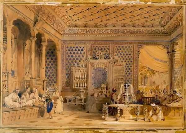 Interior of a Turkish Caffinet, Constantinople Oil Painting by Allote