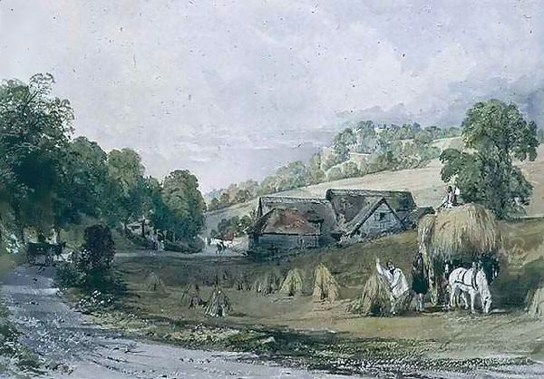 Haymaking at Ashurst, Surrey Oil Painting by Allote