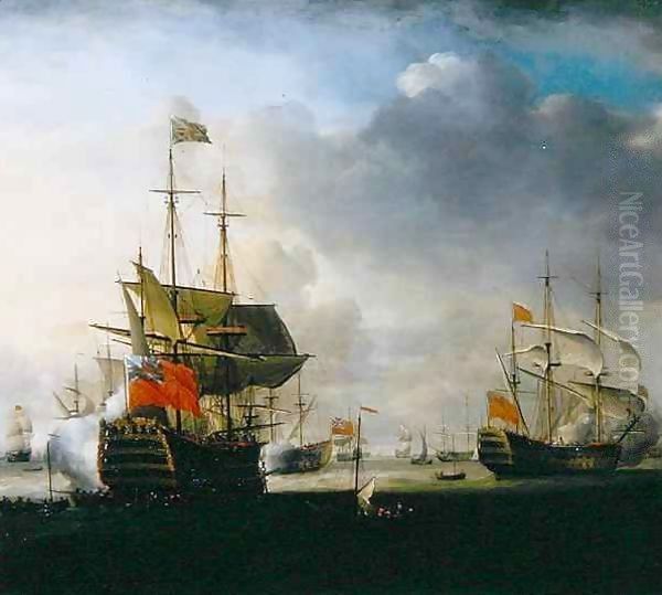 The Royal William leaving England Oil Painting by Thomas Allin