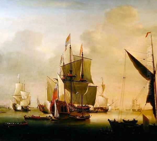 The Royal Caroline at Spithead Oil Painting by Thomas Allin