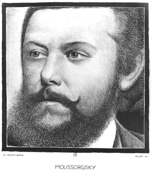 Portrait of Modest Petrovich Moussorgsky (1839-81) Oil Painting by Allen