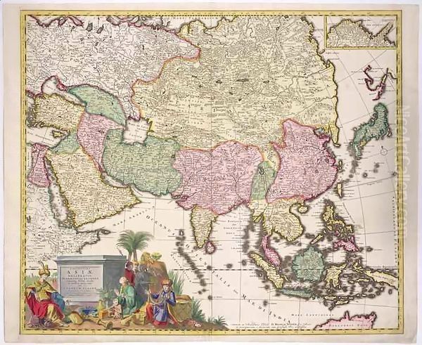 Map of Asia, Tartaria, Japan, the Philippines and the East Indies Oil Painting by Karel Allard