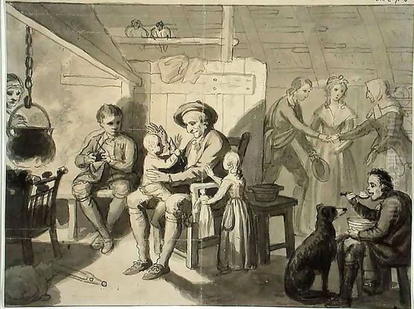 Illustration to 'The Cottar's Saturday Night' by Robert Burns Oil Painting by Sir Alexander Allan