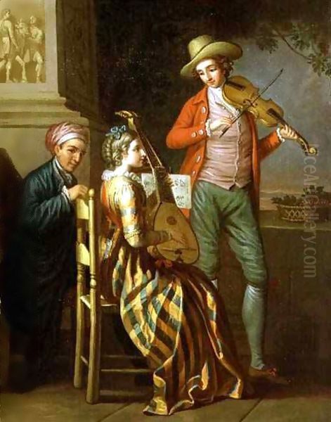 A Neapolitan Music Party Oil Painting by Sir Alexander Allan