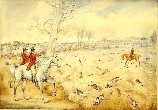 Hunting Scenes Over the Hedge Oil Painting by Henry Thomas Alken