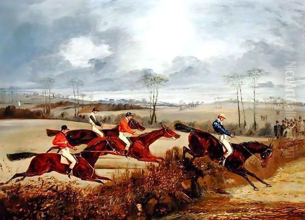 A Steeplechase, Near the Finish Oil Painting by Henry Thomas Alken