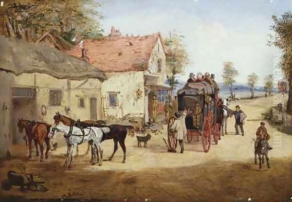 A Change of Team Oil Painting by Henry Thomas Alken