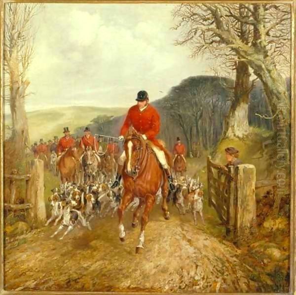 A Hunt Going Through A Gate Oil Painting by Henry Thomas Alken