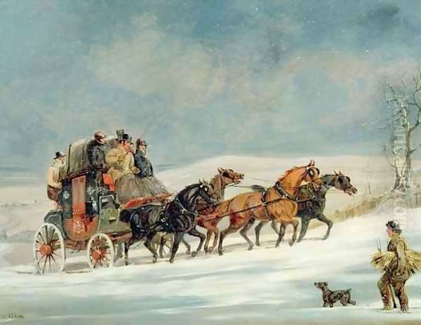 Coach in the Snow Oil Painting by Henry Thomas Alken