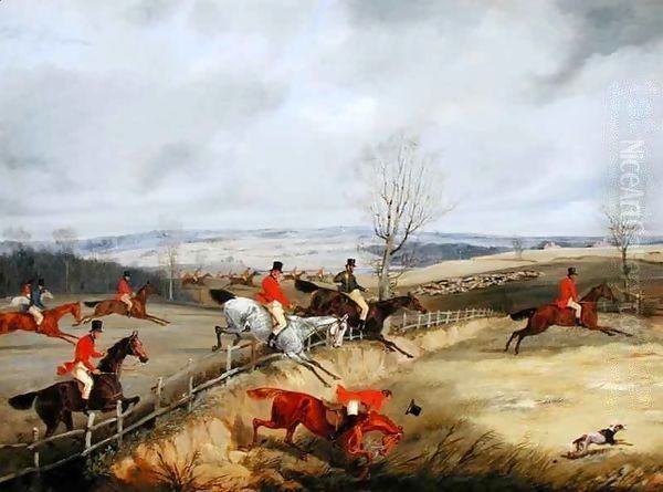 Hunting Scene, Drawing the Cover Oil Painting by Henry Thomas Alken