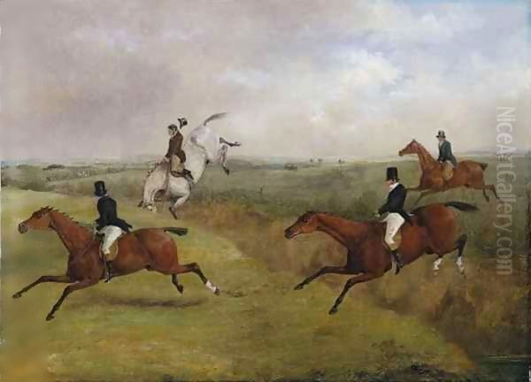 The Grand Leicestershire Steeplechase 6 Oil Painting by Henry Thomas Alken