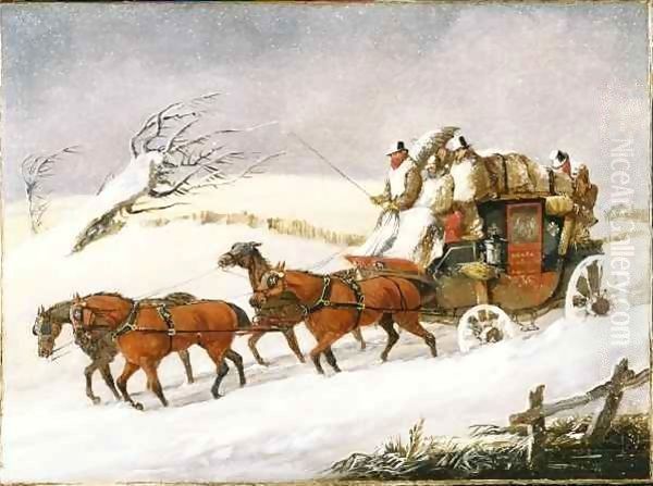 The Dover to London Coach In Winter Oil Painting by Henry Thomas Alken