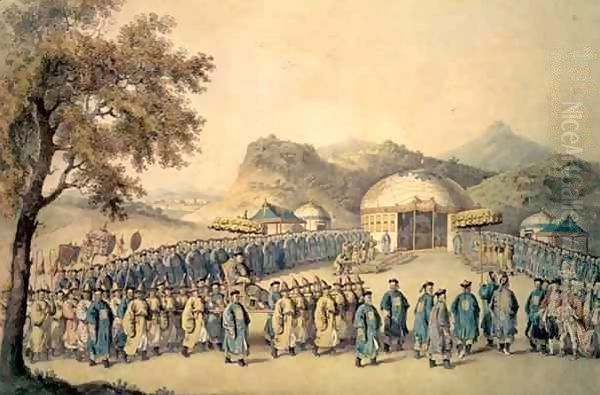 The Approach of the Emperor of China to his tent in Tartary to receive the British Ambassador, George Oil Painting by William Alexander