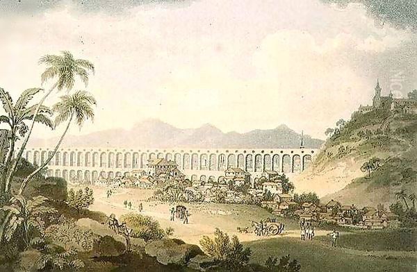 Arcos de Carioco, or Grand Aqueduct in Rio de Janeiro, plate 5 from 'A Voyage to Cochinchina' Oil Painting by William Alexander