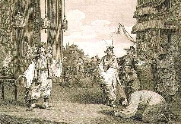 A Scene in an Historical Play Exhibited on the Chinese Stage Oil Painting by William Alexander