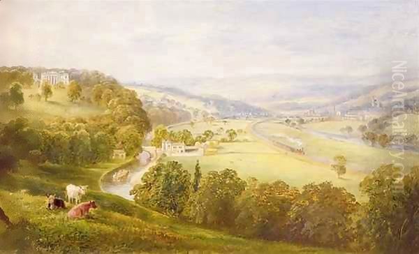 Valley of the Aire, Armley Pastures and Kirkstall Oil Painting by George Alexander