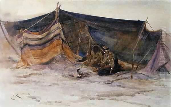 A Bedouin Camp Oil Painting by Edwin John Alexander