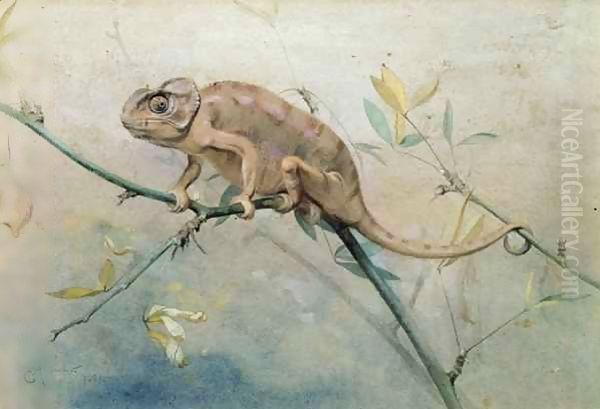 Chameleon Oil Painting by Edwin John Alexander