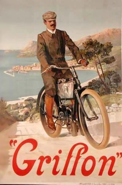 Poster advertising 'Griffon' Motorcycles Oil Painting by Hugo d' Alesi