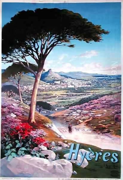 Poster advertising Hyeres, Provence Oil Painting by Hugo d' Alesi