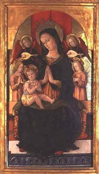 Madonna and Child with Angels Oil Painting by Pietro Alemanny