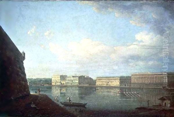 The Palace Embankment seen from the Peter and Paul Fortress, St. Petersburg Oil Painting by Fedor Yakovlevich Alekseev