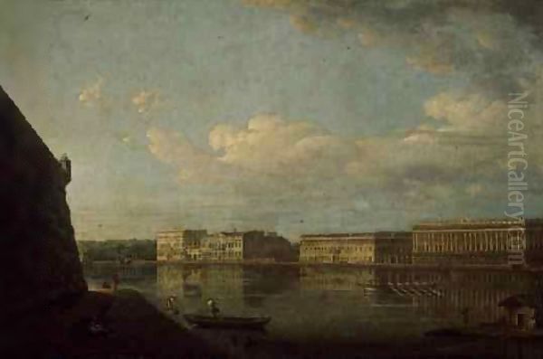 View of the Palace Embankment from St. Peter's and St. Paul's Fortress Oil Painting by Fedor Yakovlevich Alekseev