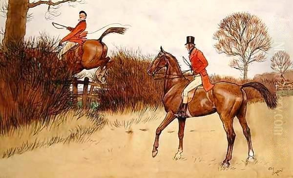 'Ar never gets off', hunting scene Oil Painting by Cecil Charles Aldin