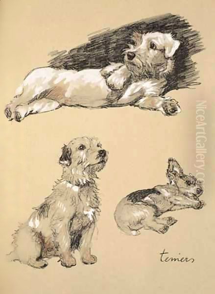 Terriers Oil Painting by Cecil Charles Aldin