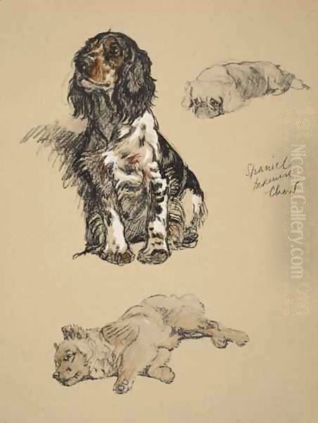 Spaniel, Pekinese and Chow Oil Painting by Cecil Charles Aldin