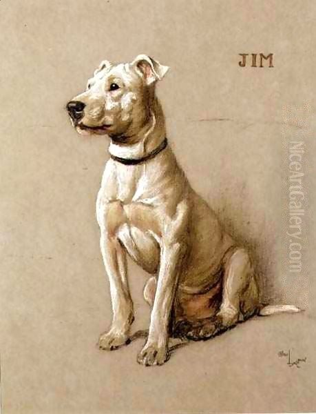 Jim, a Bull Terrier Oil Painting by Cecil Charles Aldin