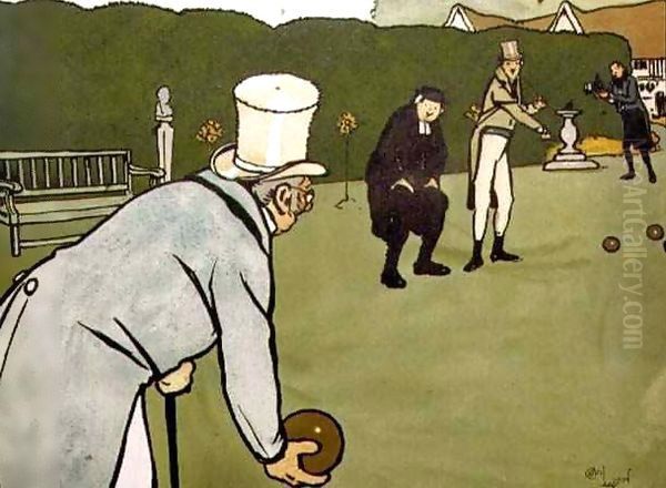 Old English Sports and Pastimes Bowls Oil Painting by Cecil Charles Aldin