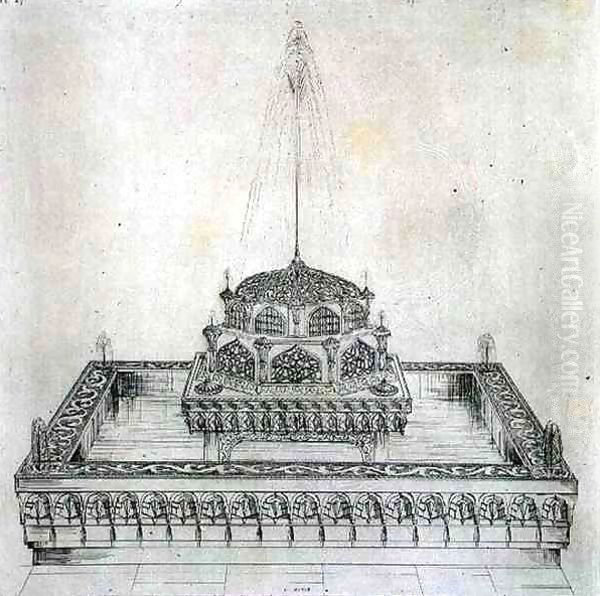 Fountain of the Kiosk of Hussein Pacha, on the Bosphorus, from 'Art and Industry' Oil Painting by Jean Francois Albanis de Beaumont