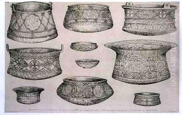 Designs for Arab and Persian Bowls and Basins, from 'Art and Industry' Oil Painting by Jean Francois Albanis de Beaumont